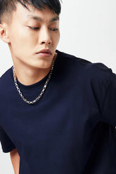 Solid 100%cotton Navy Blue T-shirt